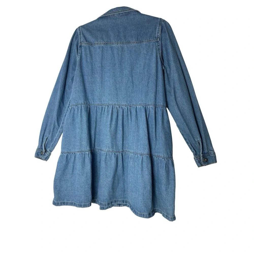 Free People Nicole Denim Shirt Dress Women's Medium Indigo Long Sleeve Button Up